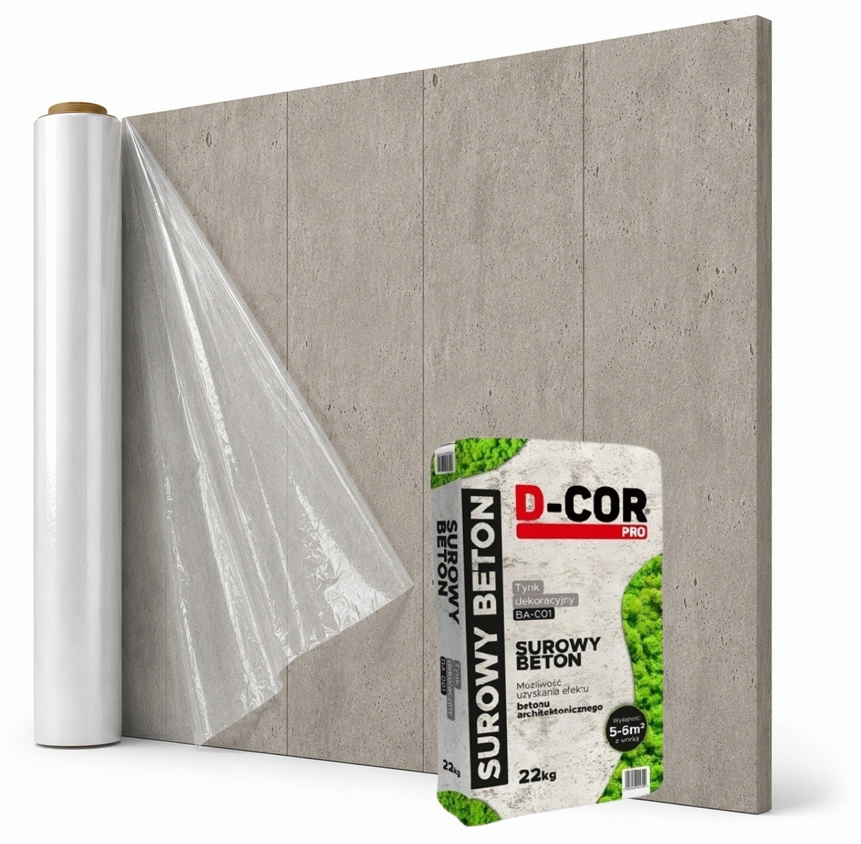 Šalunkový Architektonický Beton LuxBud Sada omítek 22 kg s fólií 5-6 m2