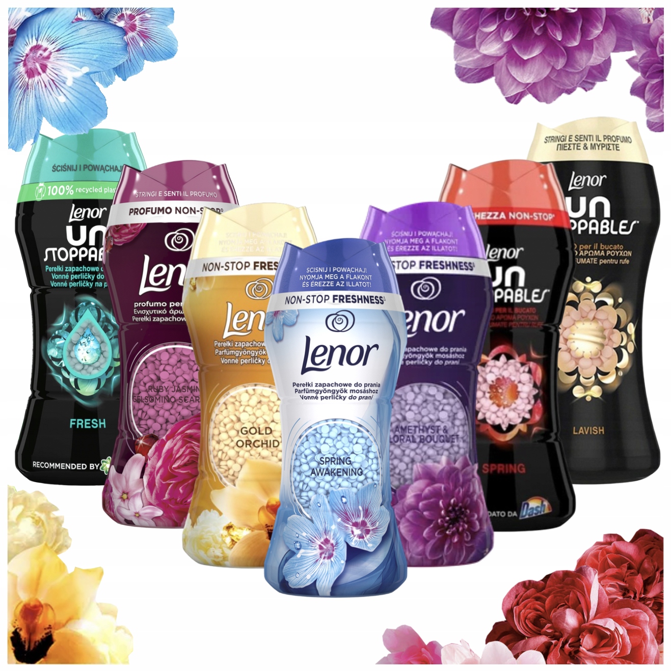 Levně Lenor Vonné perličky na praní 7 kusů Mix originálních
