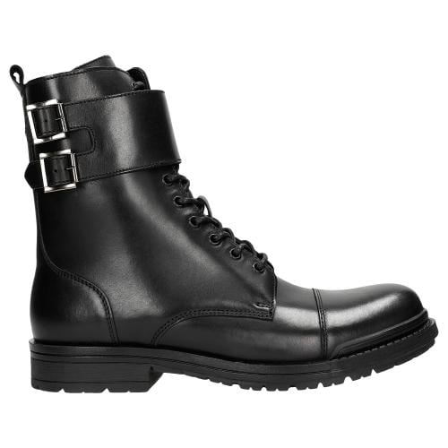 Černé pánské motorkářské boty nad kotník z lícové kůže, vel. 41