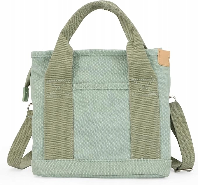 Fecialy Dámská plátěná taška typu tote bag s mnoha kapsami, zelená