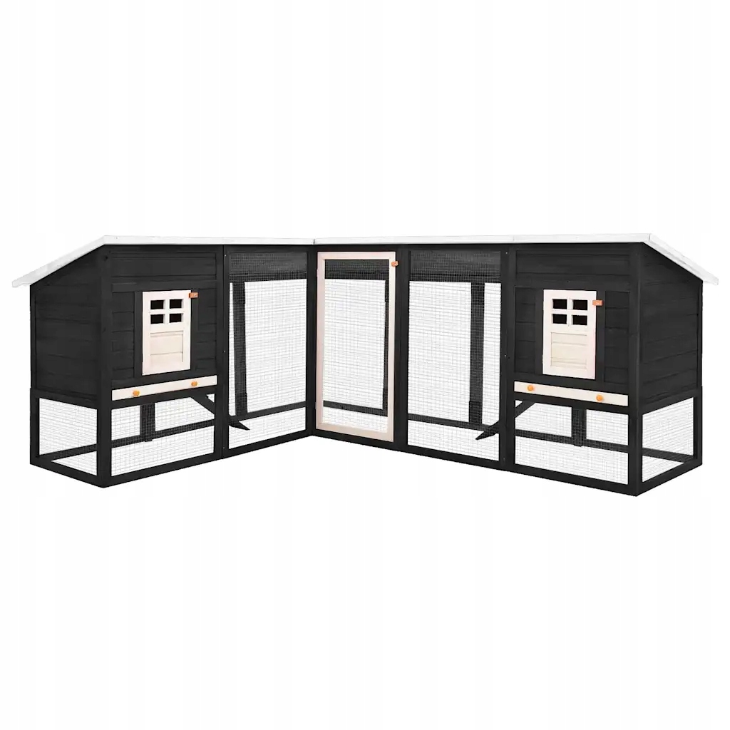 Levně Venkovní králíkárna s výběhem šedo-bílá masivní jedlové dřevo