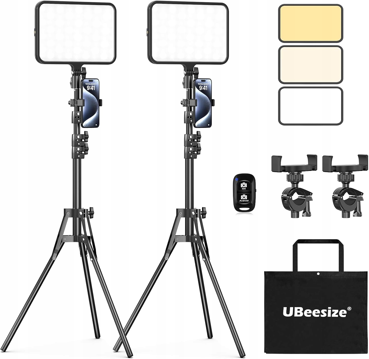 2 x Lampa panelowa studyjna Led z regulacją na Pilot +statyw Regulowany Oqt