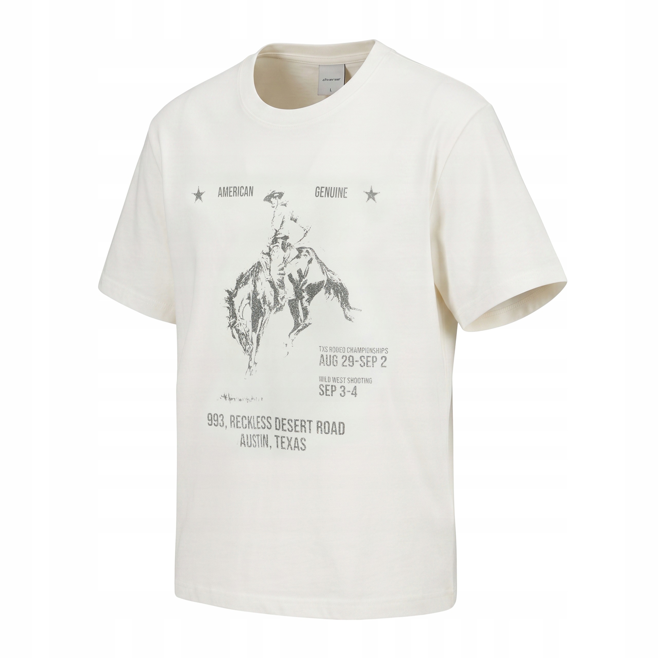 Koszulka męska bawełniana z nadrukiem Diverse Amr Rod 02 Off White XXL