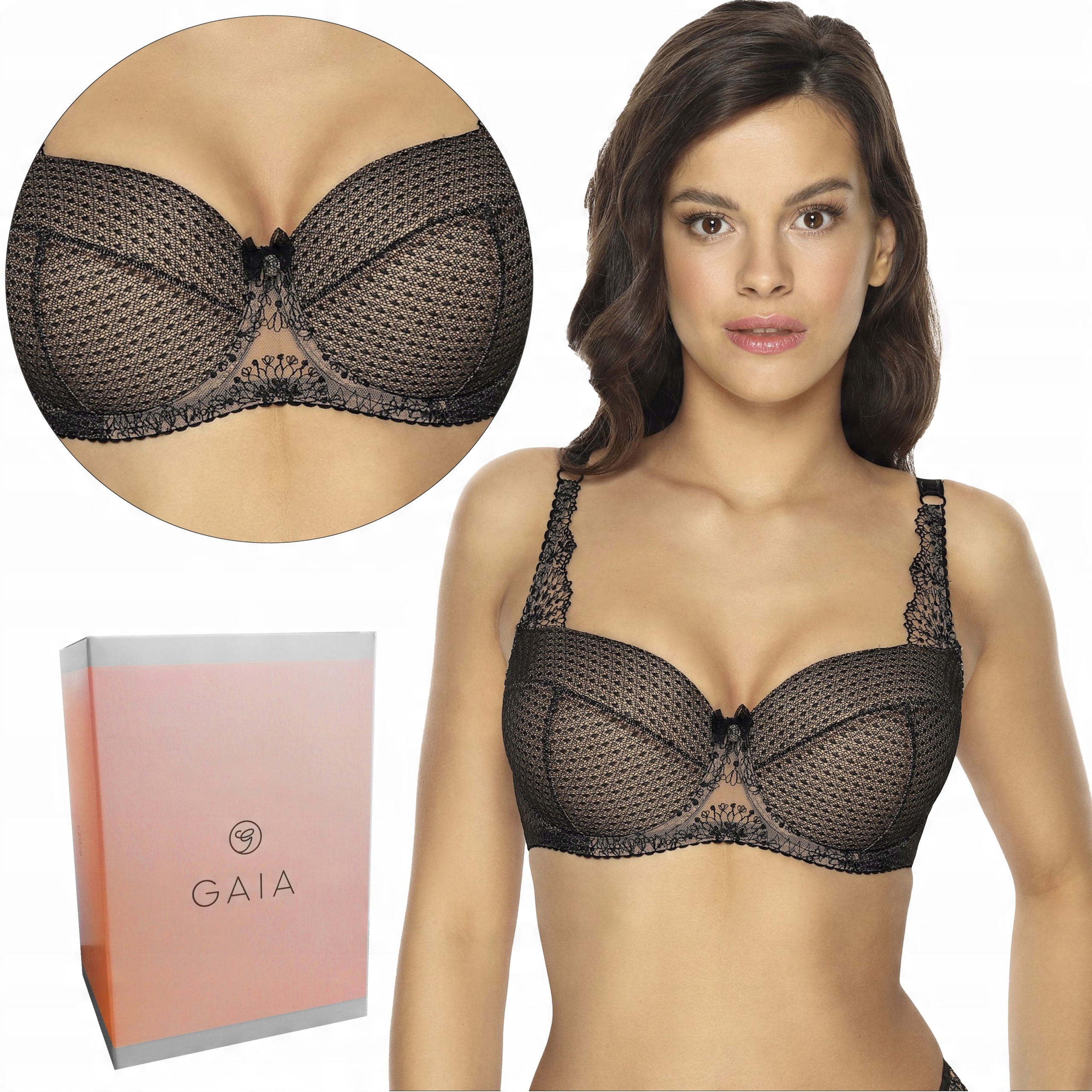 

Biustonosz full cup Gaia 1054 Demi, Cz. Beż, 80G