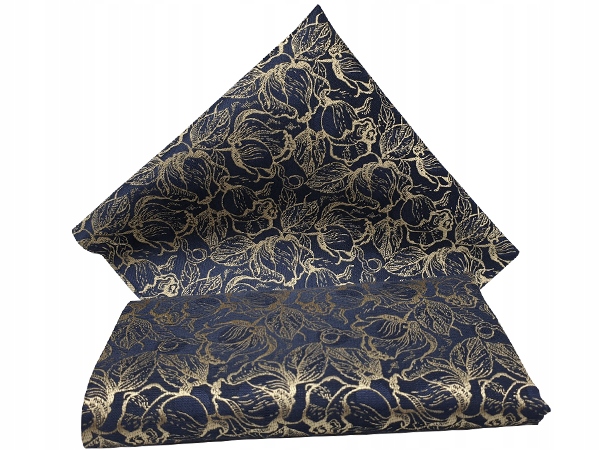 GRANATOWA / ZŁOTA WE WZORY POSZETKA WYPUSTKA BUTONIERKA