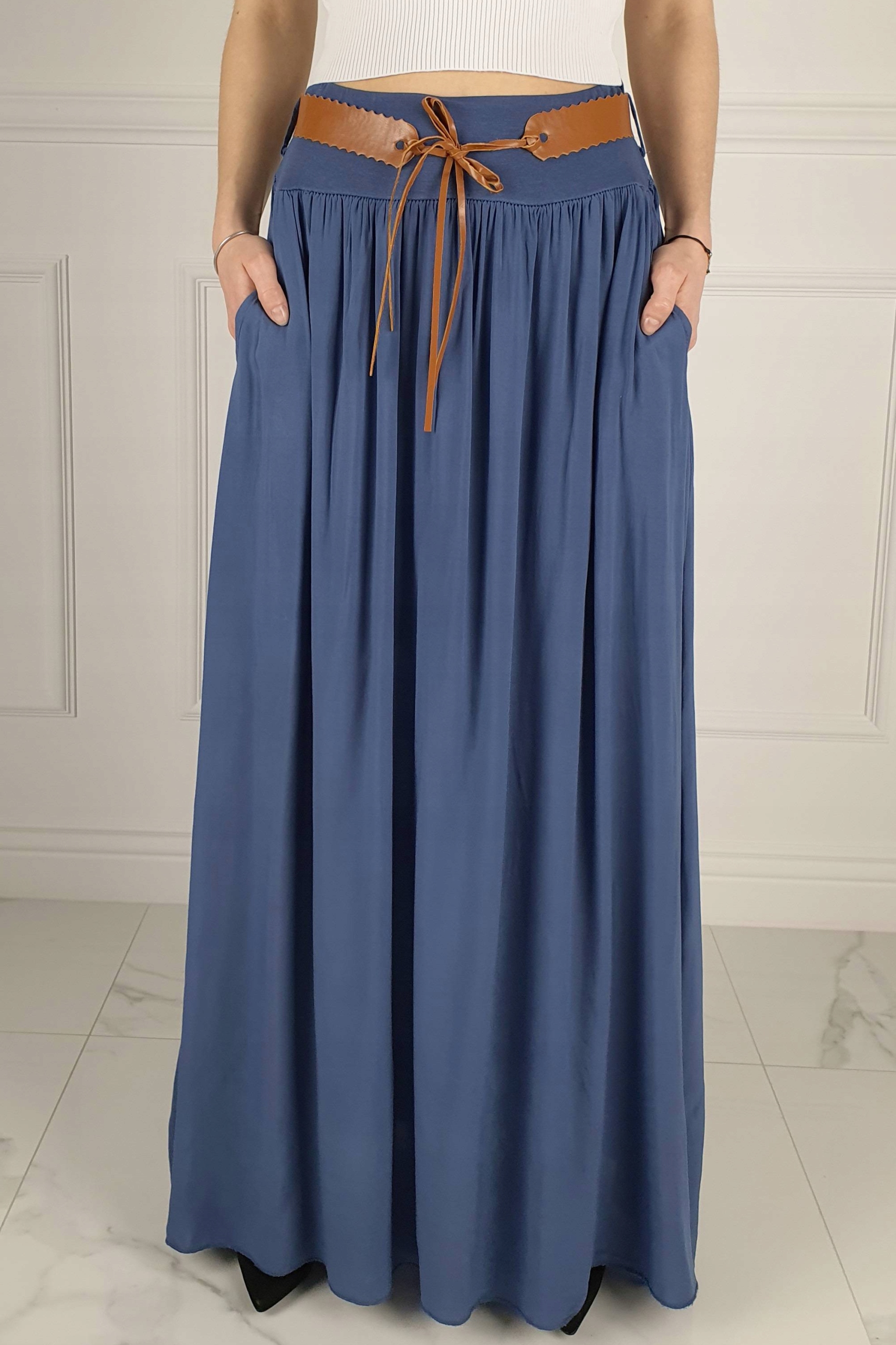 ZWIEWNA DŁUGA SPÓDNICA MAXI DO KOSTEK BOHO DAMSKA Wzór dominujący bez wzoru