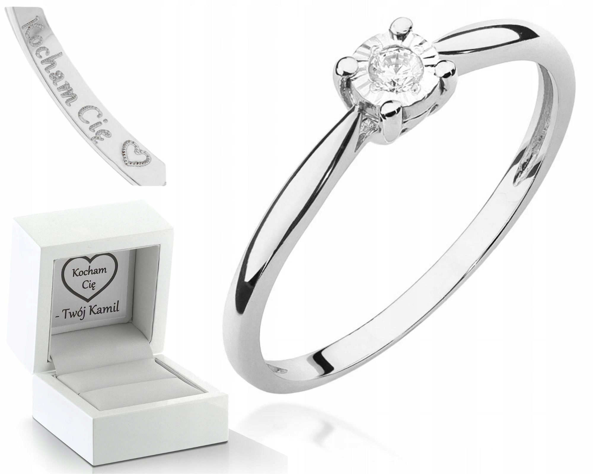 Prstýnek S Briliantem 0,08CT 585 Gravírování Bonus