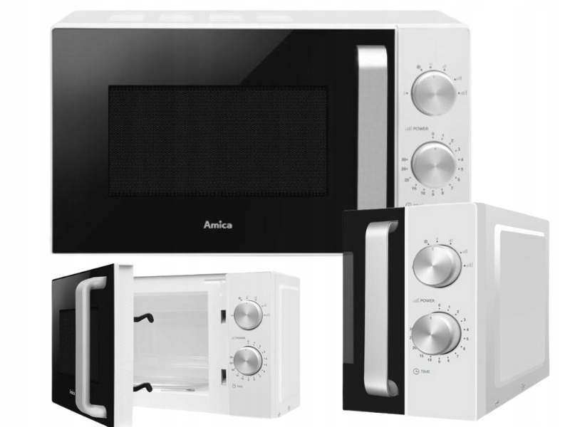 Kuchenka Mikrofalowa Amica AMGF20M1W 20L 800W Mikrofalówka Mocna Oszczędna