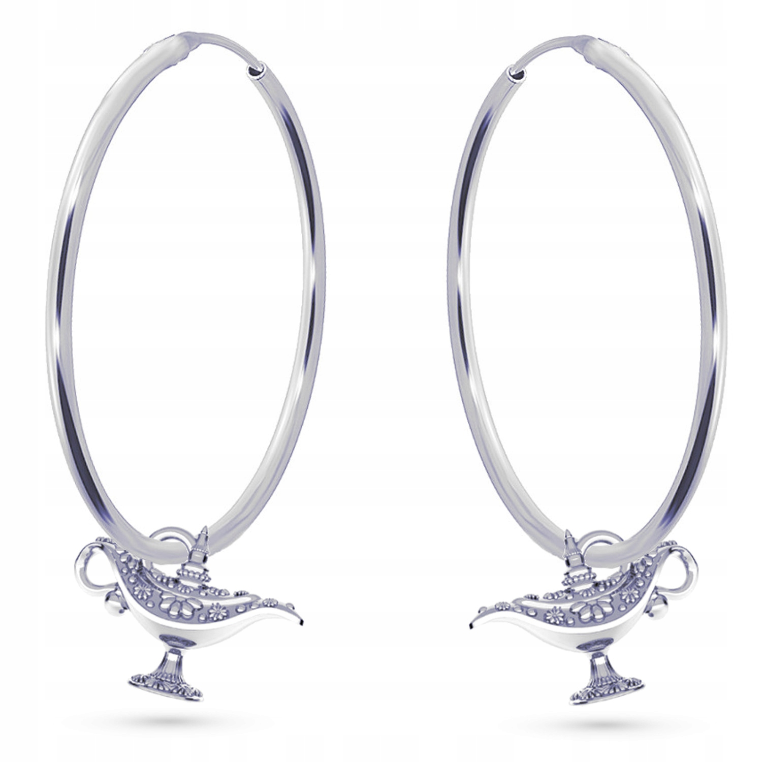 Lampa Aladyna 3D Stříbrné náušnice velké kruhy stříbro 925 Symbol snů