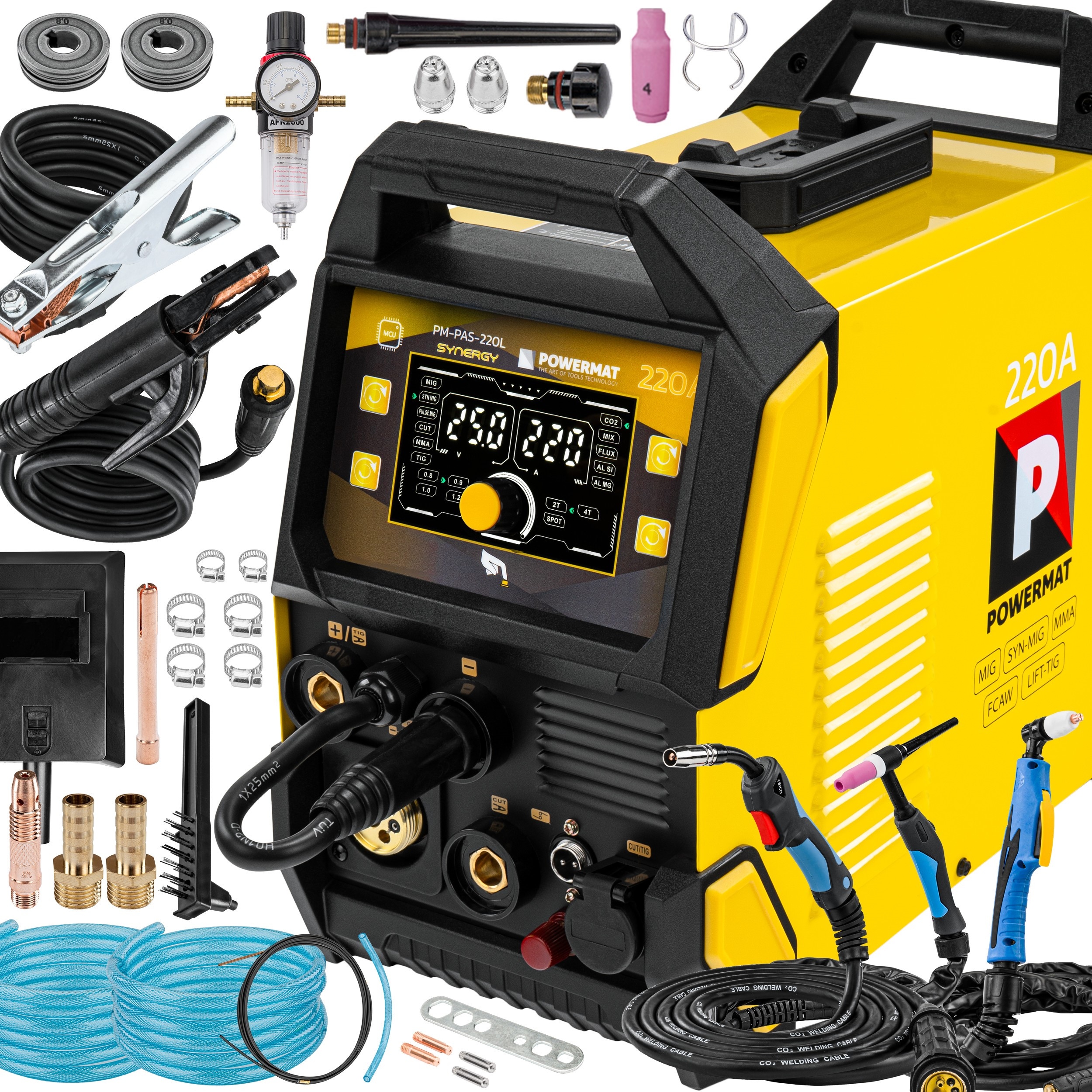 Spawarka Inwertorowa Migomat Półautomat 5W1 220A Plazma Migmag Mma Tig Lift