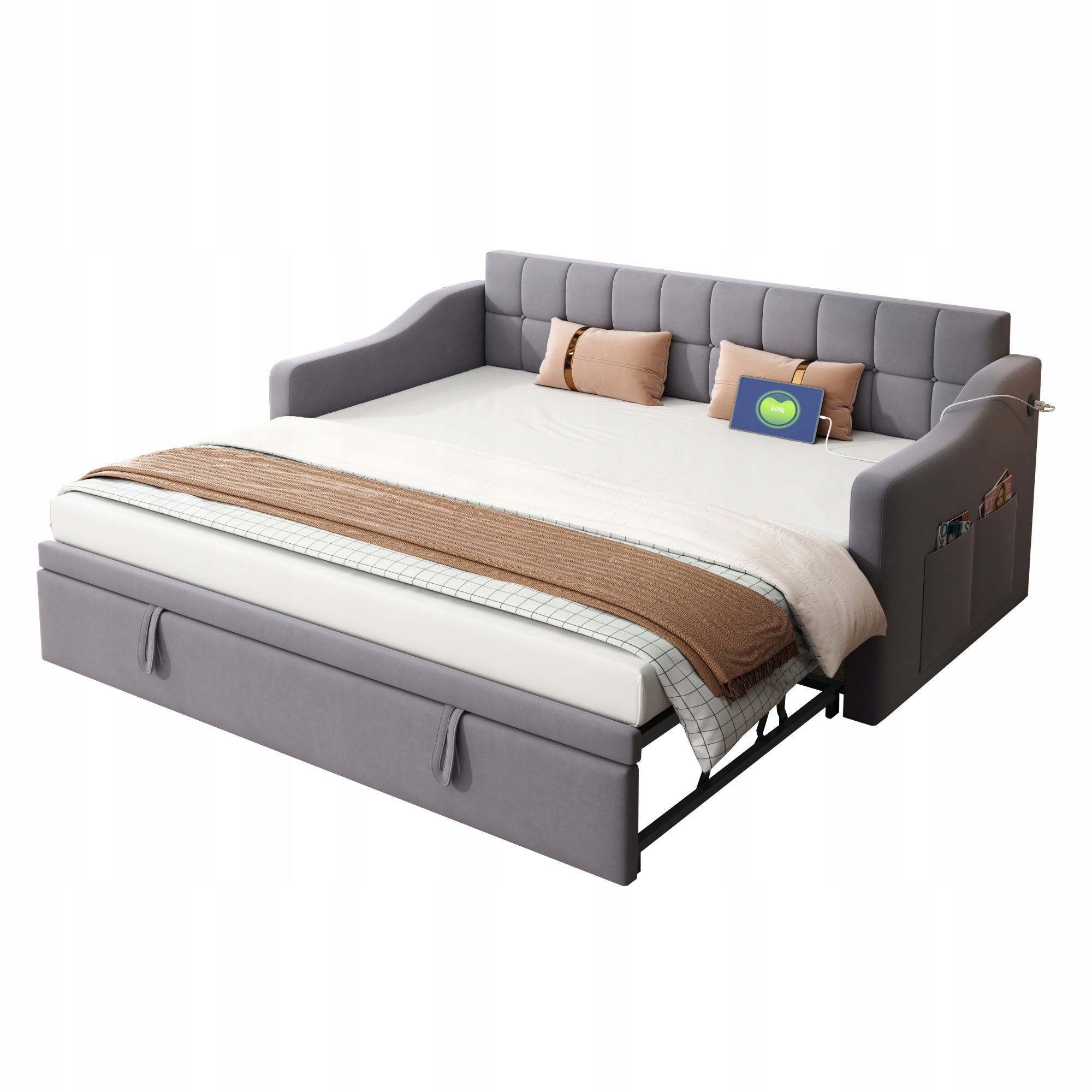 Čalouněná postel Sofa s výsuvným lůžkem 90/180x200 cm hnízdo