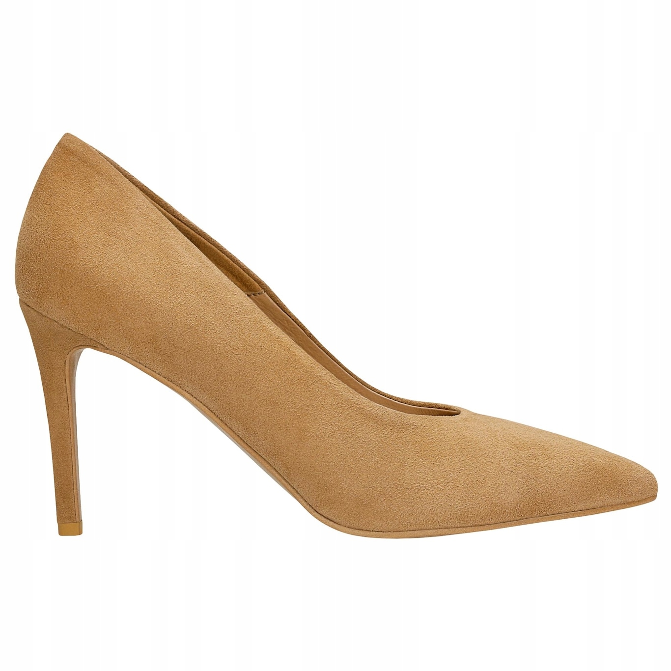 Béžové velurové lodičky na podpatku, velikost vel.