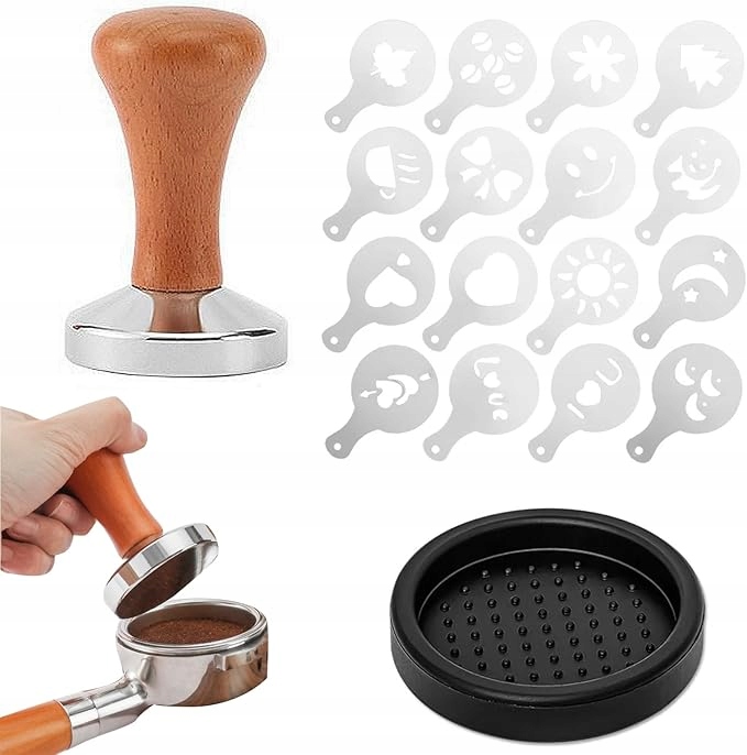 Levně Tamperové Shapepoty Na Kávu 51 MM S Šablonami A Voděodolnou Podložkou