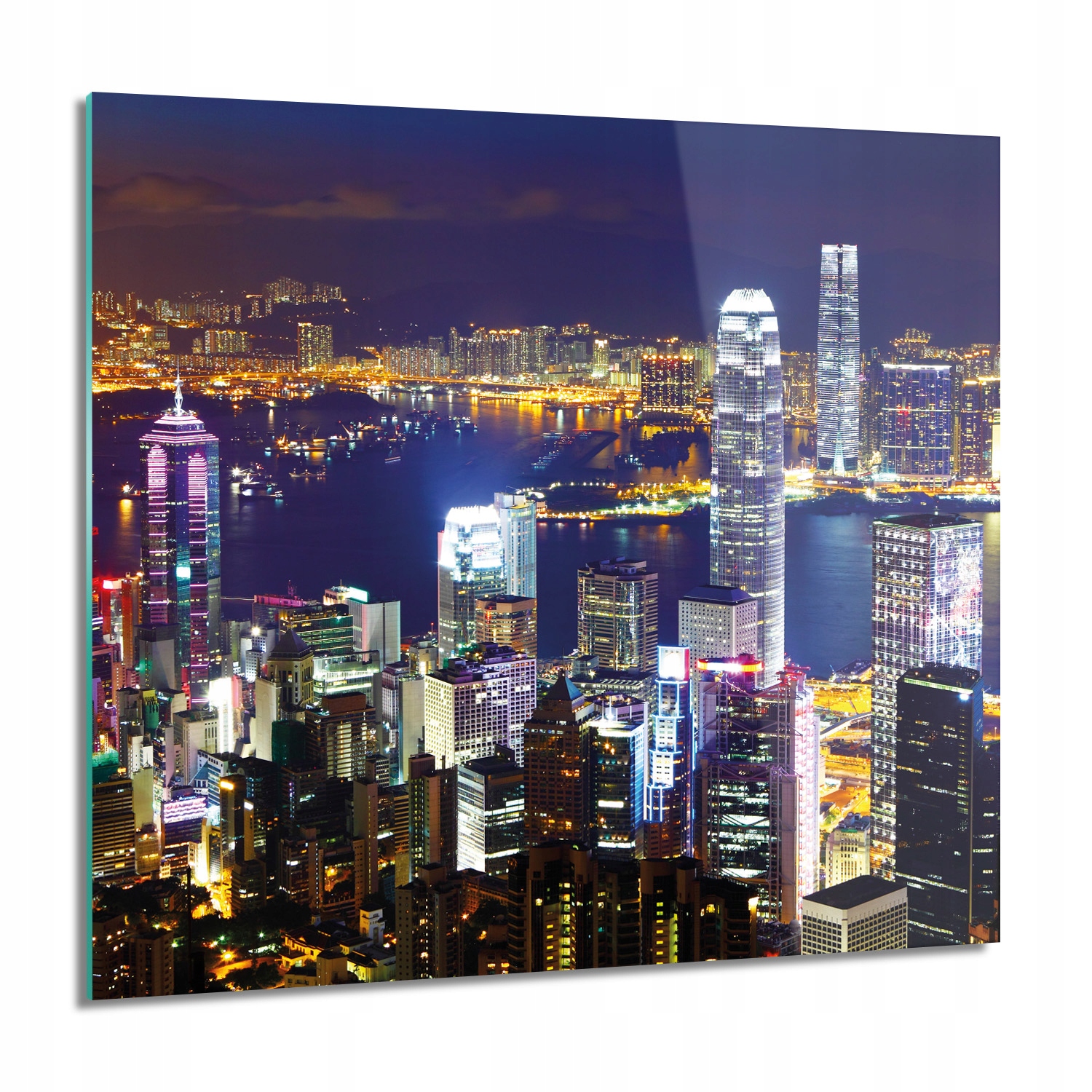 

Wieżowce rzeka noc Obraz na szkle na ścianę 60x60