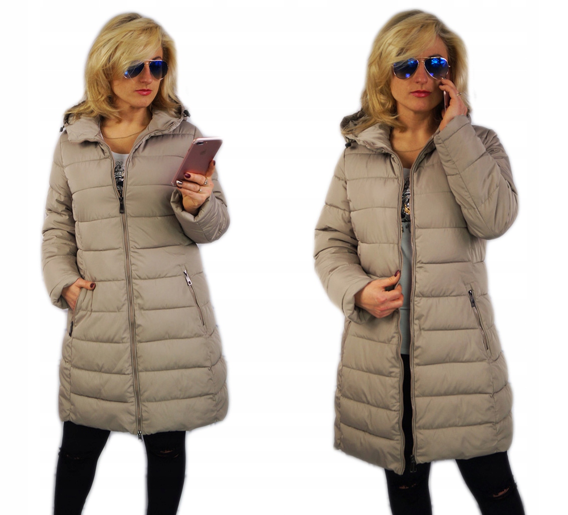Zateplená Klasická Dámská Zateplená Bunda Kabát S Kapucí 3XL 46