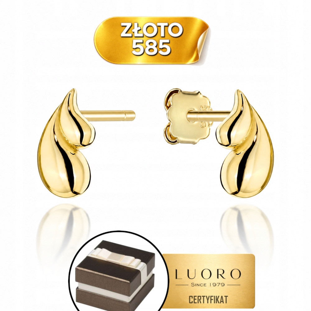 Náušnice Zlaté 585 14K Slzy Dvojité Tyčinka Elegantní Dárek 0,8 CM