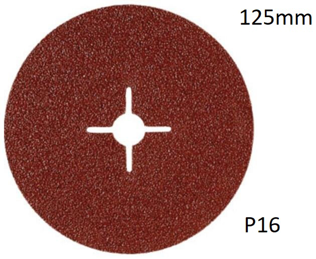 Papier Ścierny Krążek Fibrowy Dysk Tarcza Fibra 125mm P 16 x 25 szt.