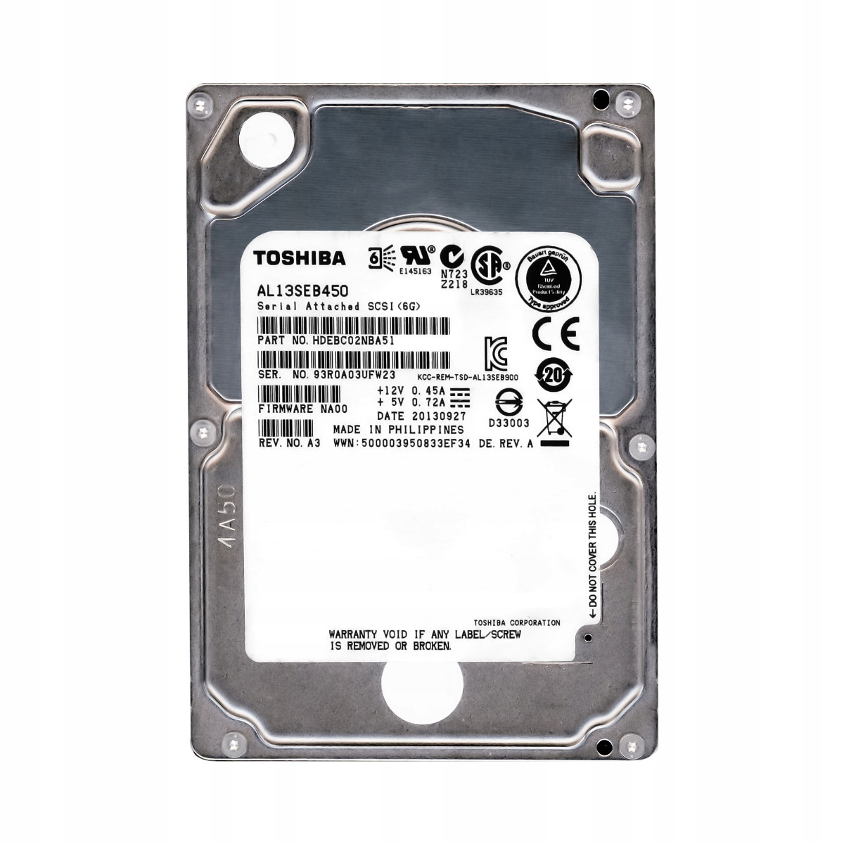 Toshiba 450 Gb 10K 64 Mb SAS-2 2.5" AL13SEB450
