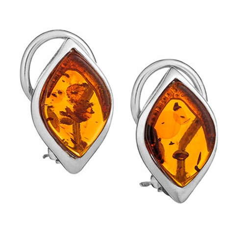 Klipsy ze Stříbra s originálním Jantarem stříbro 925 dárek Pro Manželku Maminky