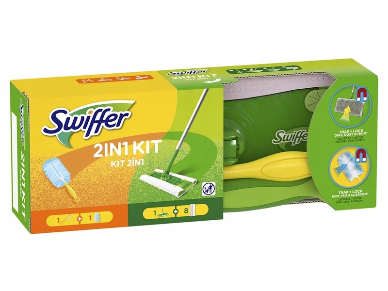 2x Swiffer Sada 1 Mop 8 Utěrek 1 Metla 1 Vložka na srst