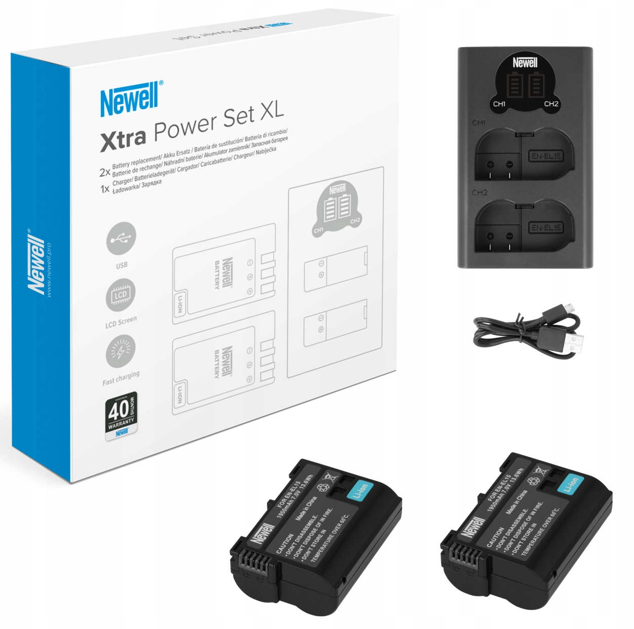 

Newell Set XL Ładowarka 2 Akumulatory EN-EL15