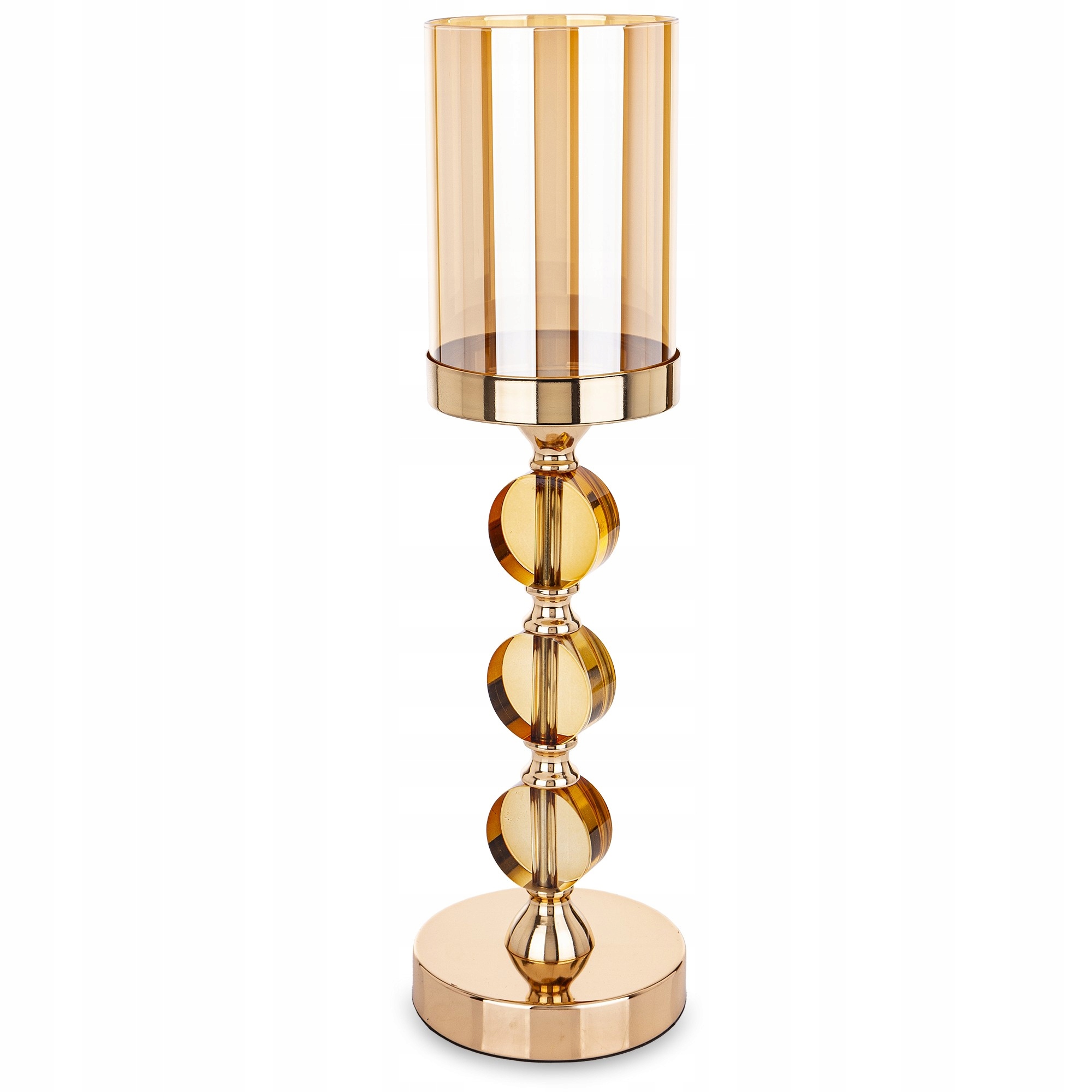 Dekorativní skleněný kovový svícen Glamour zlatý na nožce, stylový