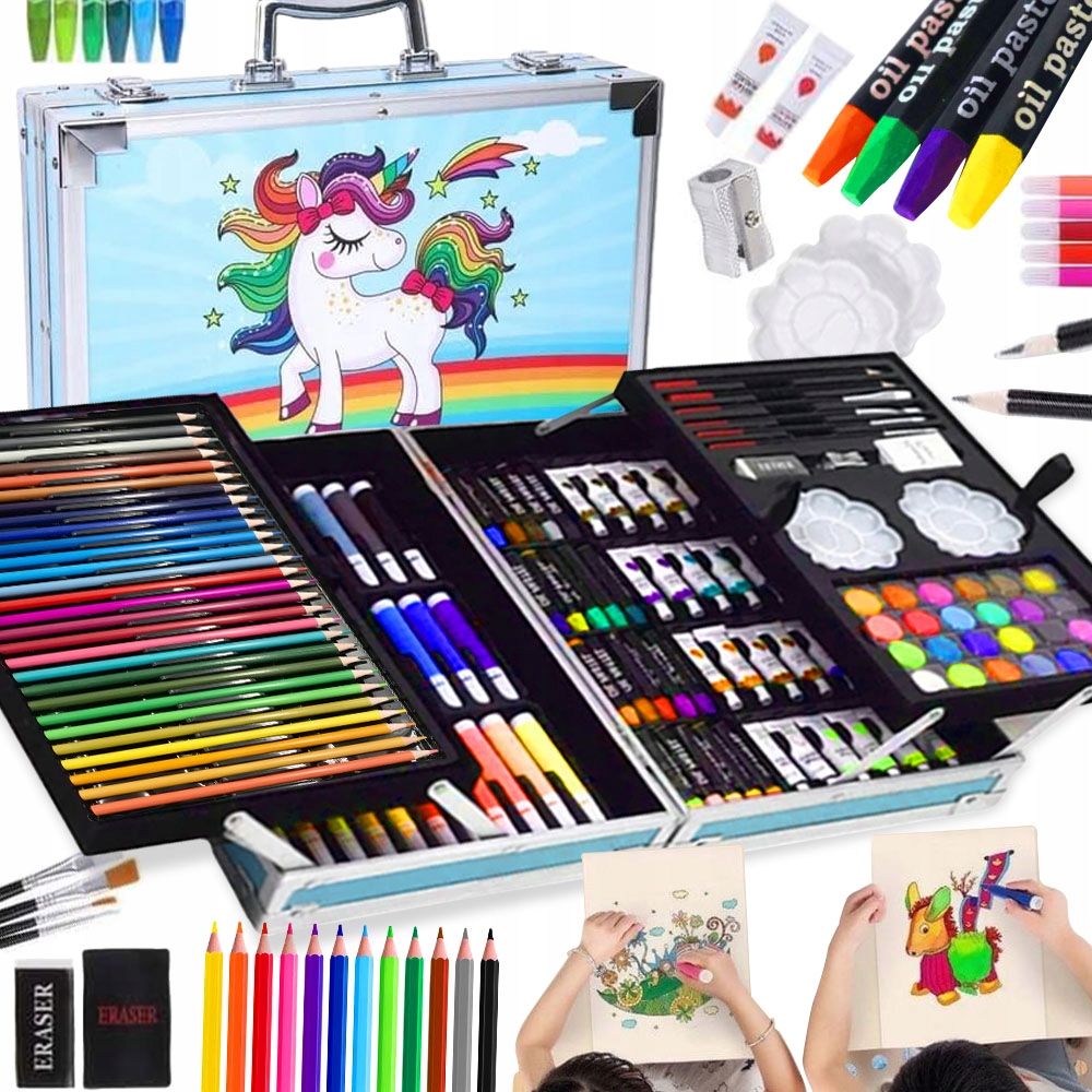 DUŻY ZESTAW ARTYSTYCZNY DLA DZIECI WALIZKA SZKOLNY PREZENT NA DZIEŃ DZIECKA