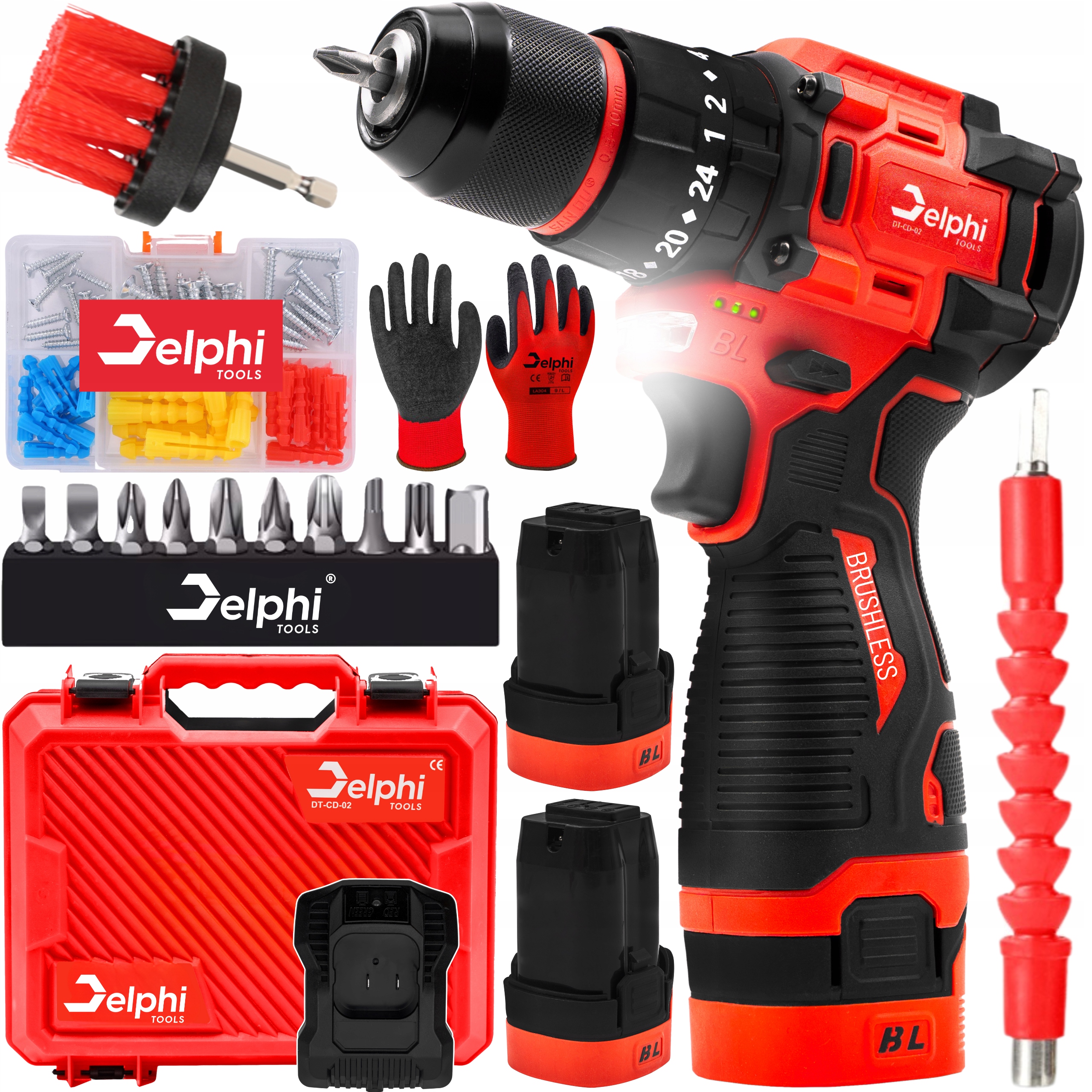 Aku Vrtačka Akumulátorová Bezkartáčová Příklepová Silná 2xAKU Šroubovák