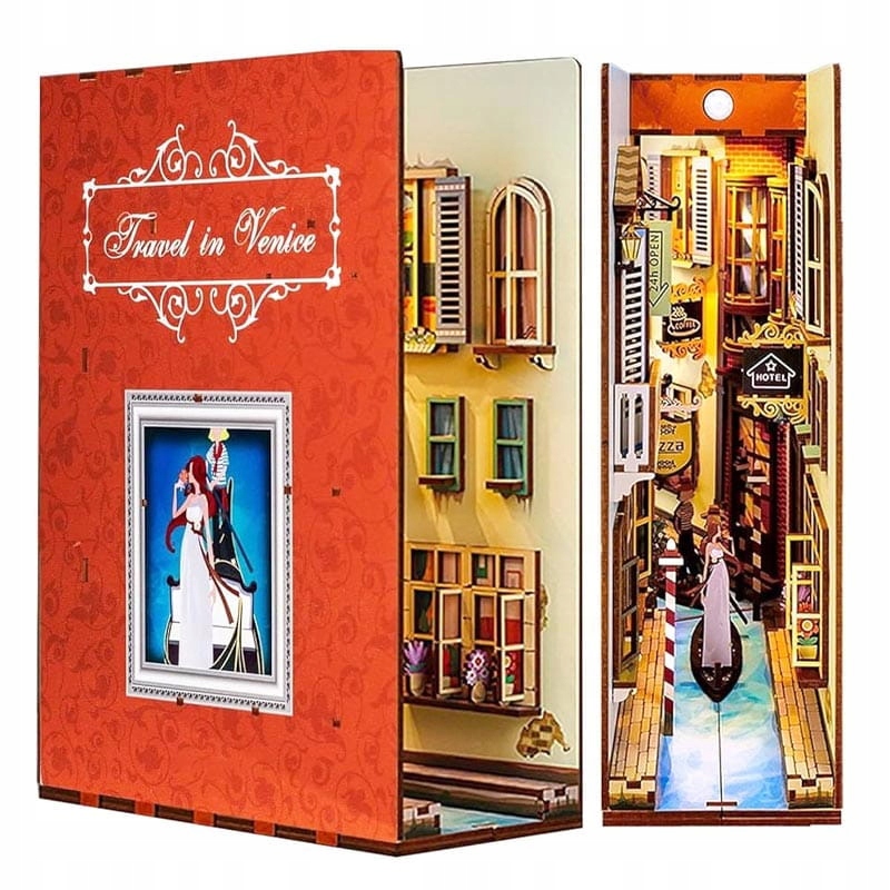 Miniaturowy domek Book Nook Podróż do Wenecji Włochy Wenecja