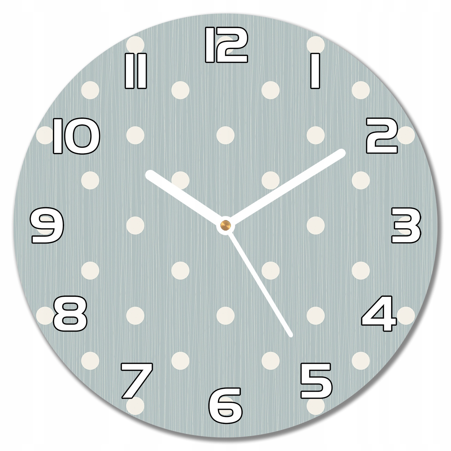 

Cichy zegar szklany na ścianę Białe groszki f30