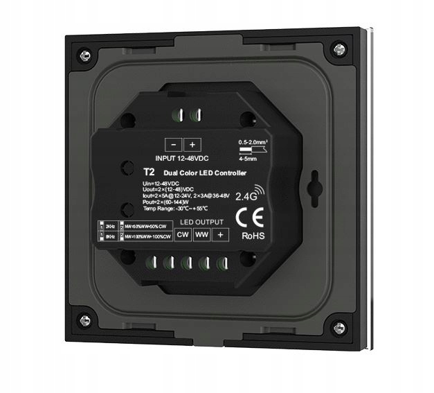 SkyDance T2-B Dotykowy panel ścienny CCT 2CH 12–48V DC (2×5A) Stan opakowania oryginalne