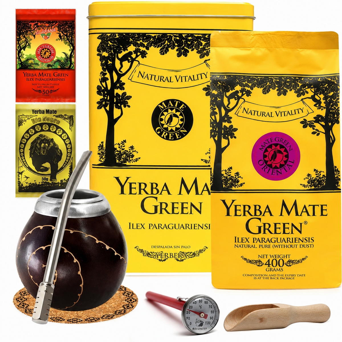 Zestaw Yerba Mate Oriental 500g Puszka Yerbera Tykwa Bombilla Amazonka