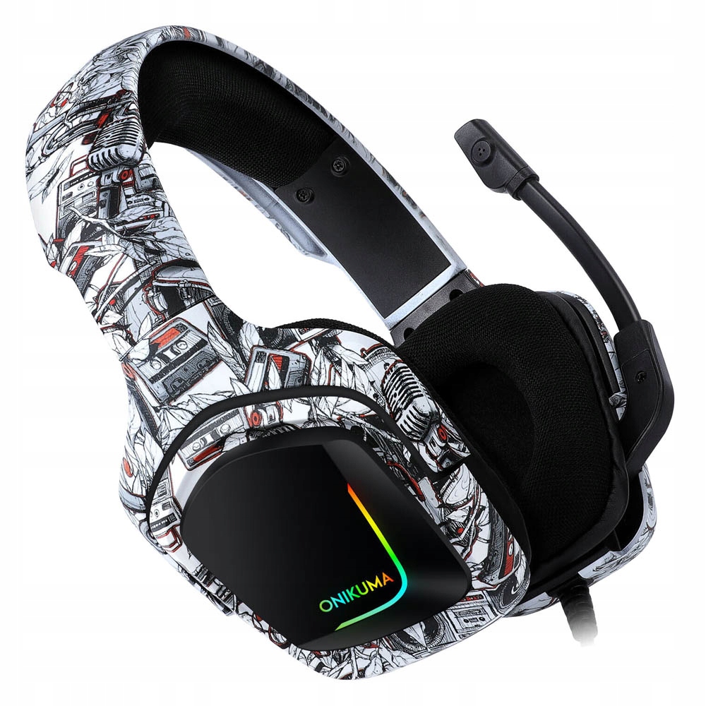 ONIKUMA K20 CAMO SŁUCHAWKI GAMINGOWE NAUSZNE PRZEWODOWE Z MIKROFONEM RGB Kolor biały