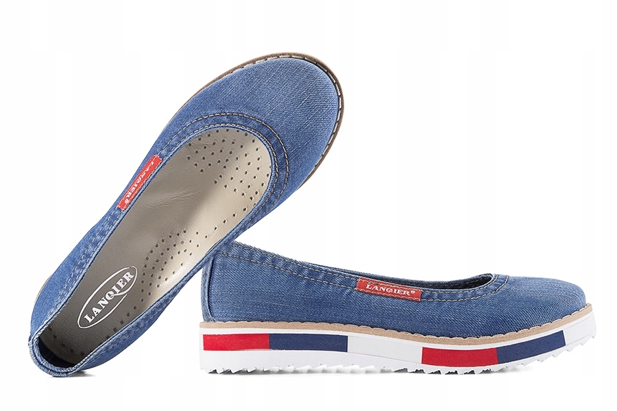 Lanqier 40C208 Dámské Baleríny Jeans 37 Tmavě modrá
