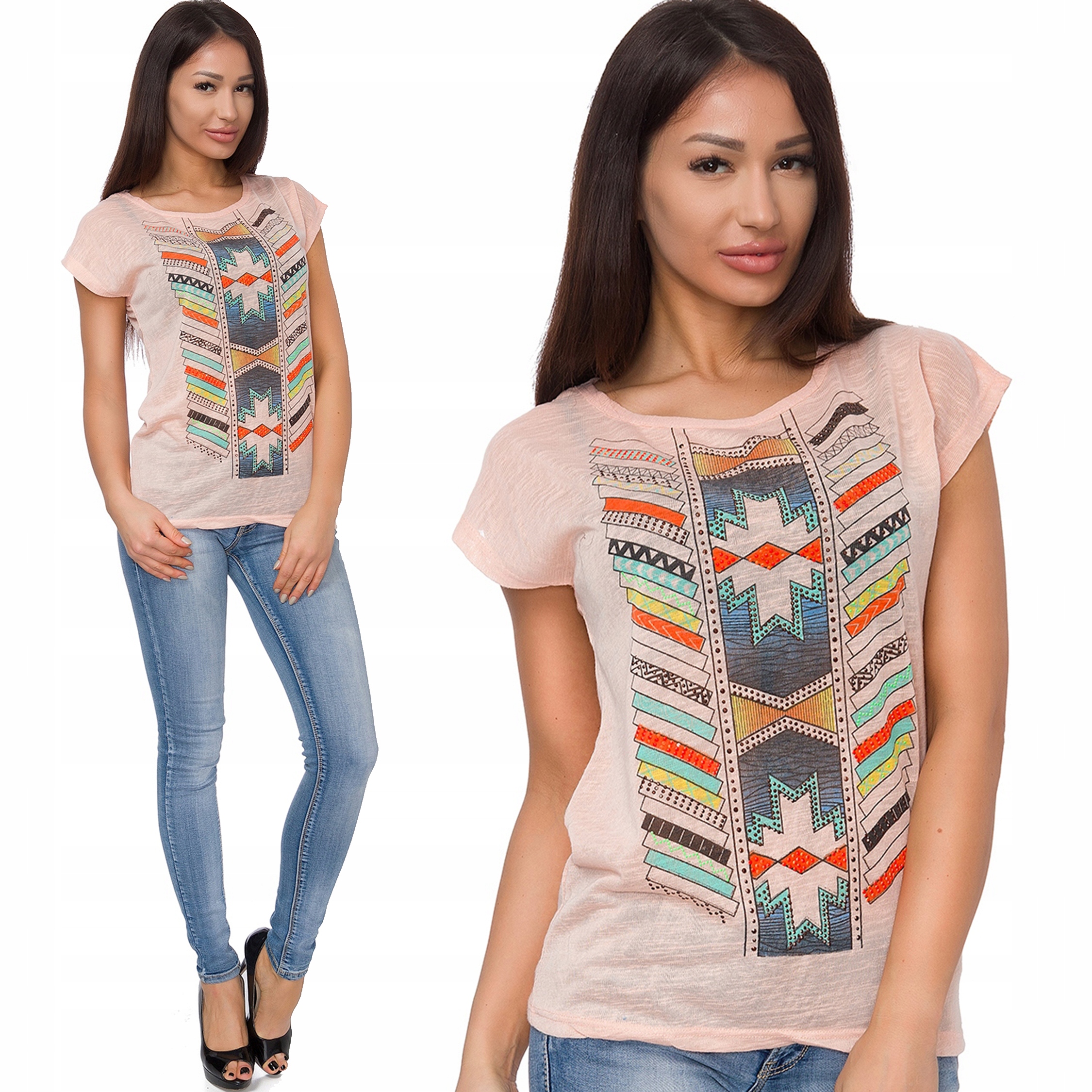 

265_ M/38 _letnia Przewiewna Bluzka Aztecki Print