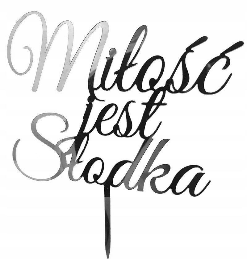 

Topper złoty Miłość jest słodka srebrne lustro MS2