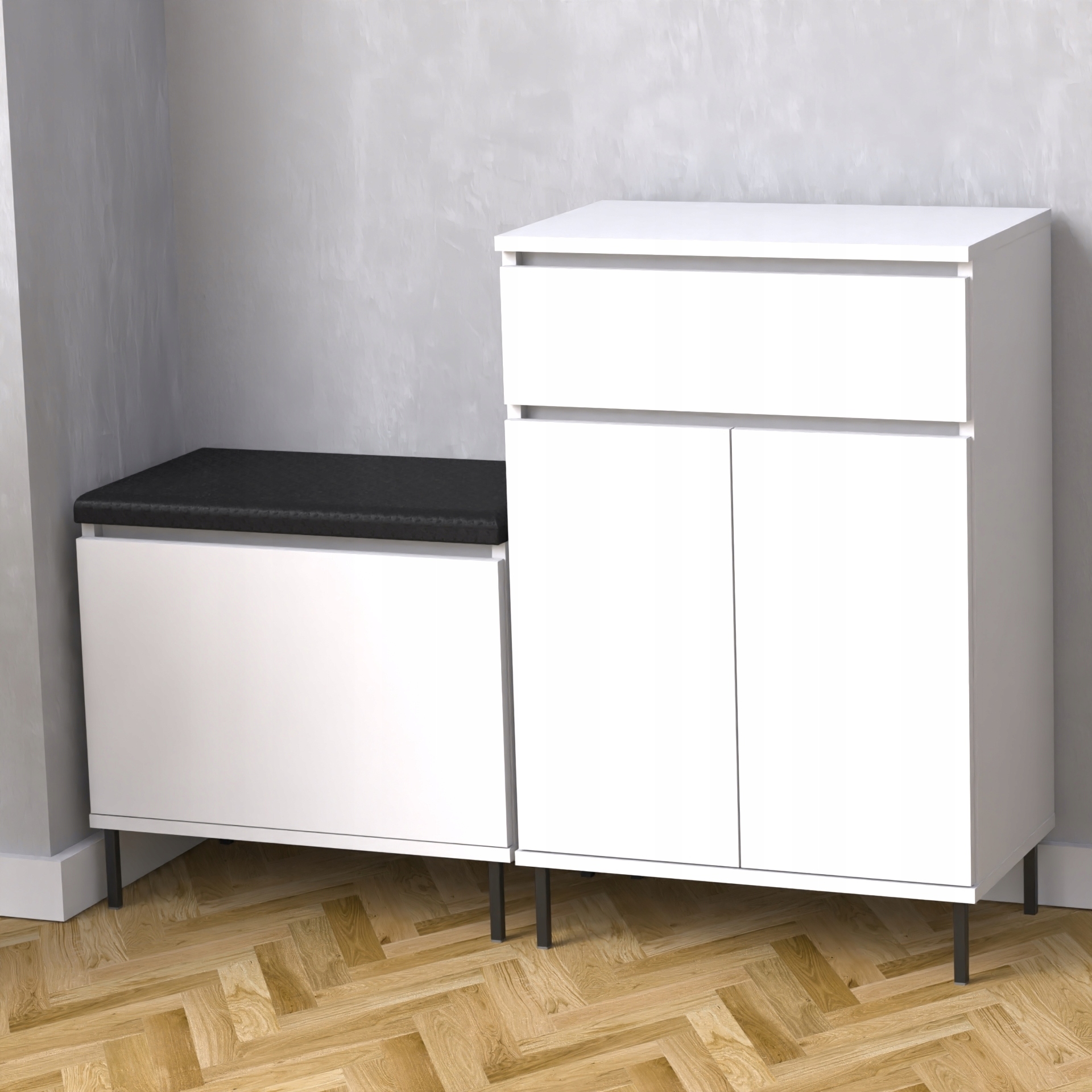 Zestaw VB60x36 Tres60x36 D1N3 szafka na buty siedzisko Biały