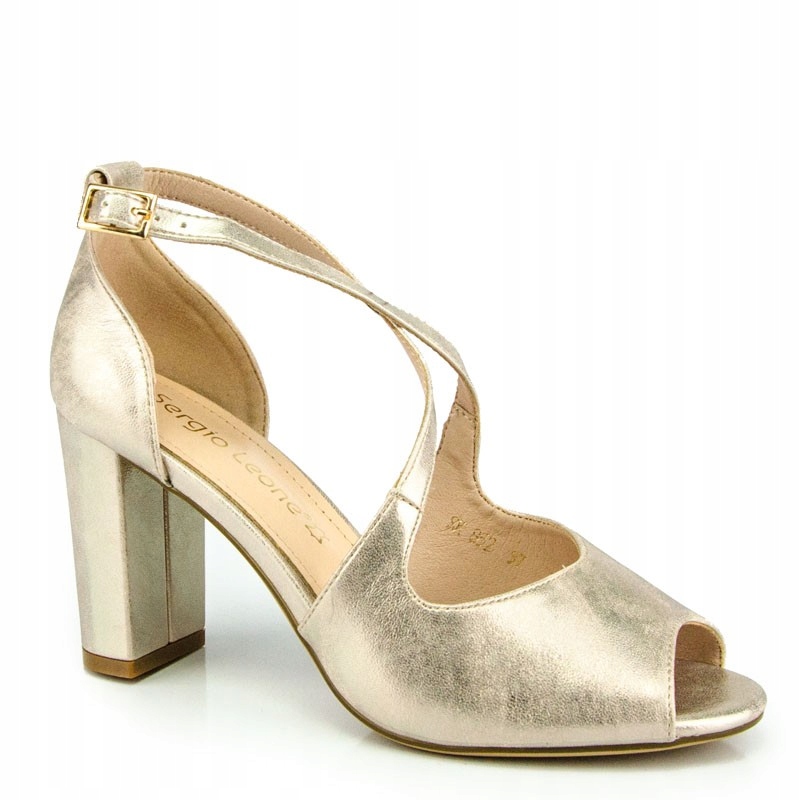 

Sergio Leone SK852 Sandały Słupek Skóra Złote 40