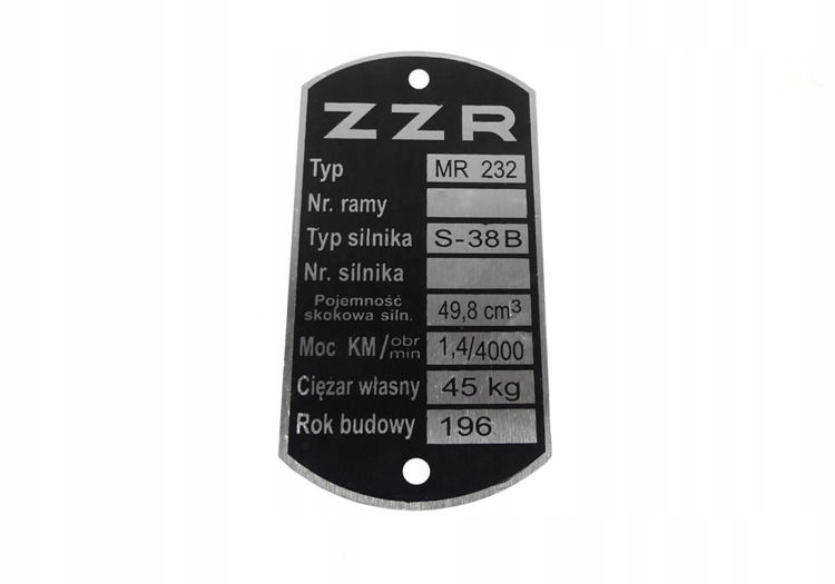 

Tabliczka znamionowa romet komar mr 232 zzr czysta