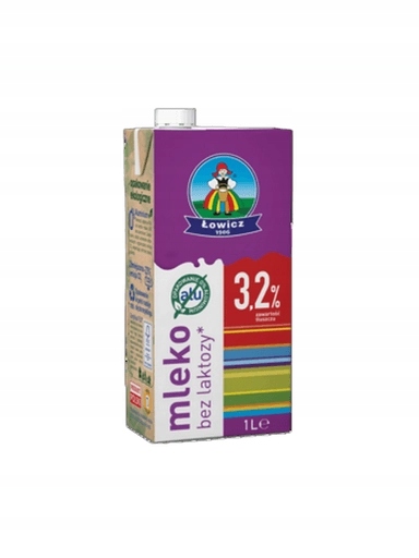 8x Lovecké mléko Uht bez laktózy 3,2% 1 l Łowicz