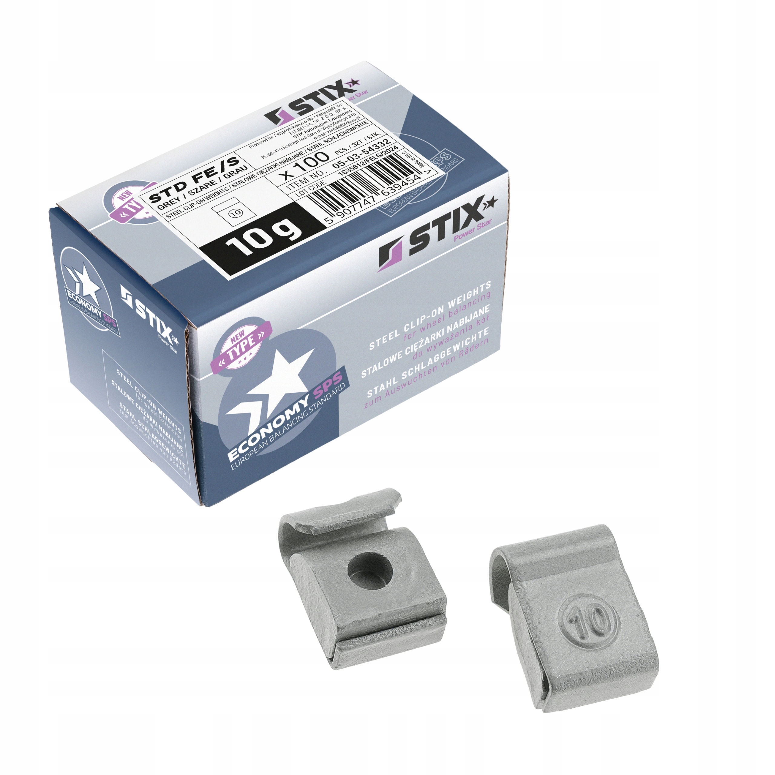 Ciężarek Ciężarki Nabijane 10G 100 Szt. Stalowe Fe Do Felg Stalowych Stix