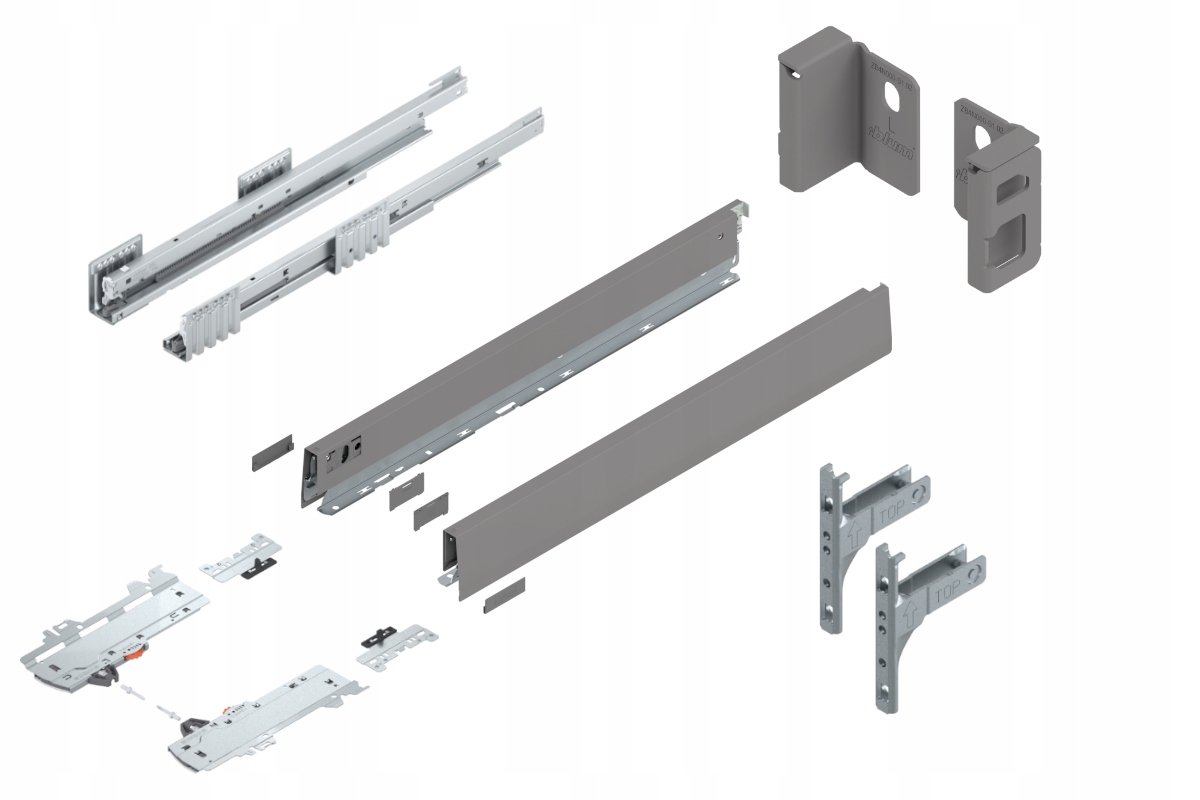 Blum Šuplík Merivobox 550 Nízká N Tip-On Šedá 40 kg