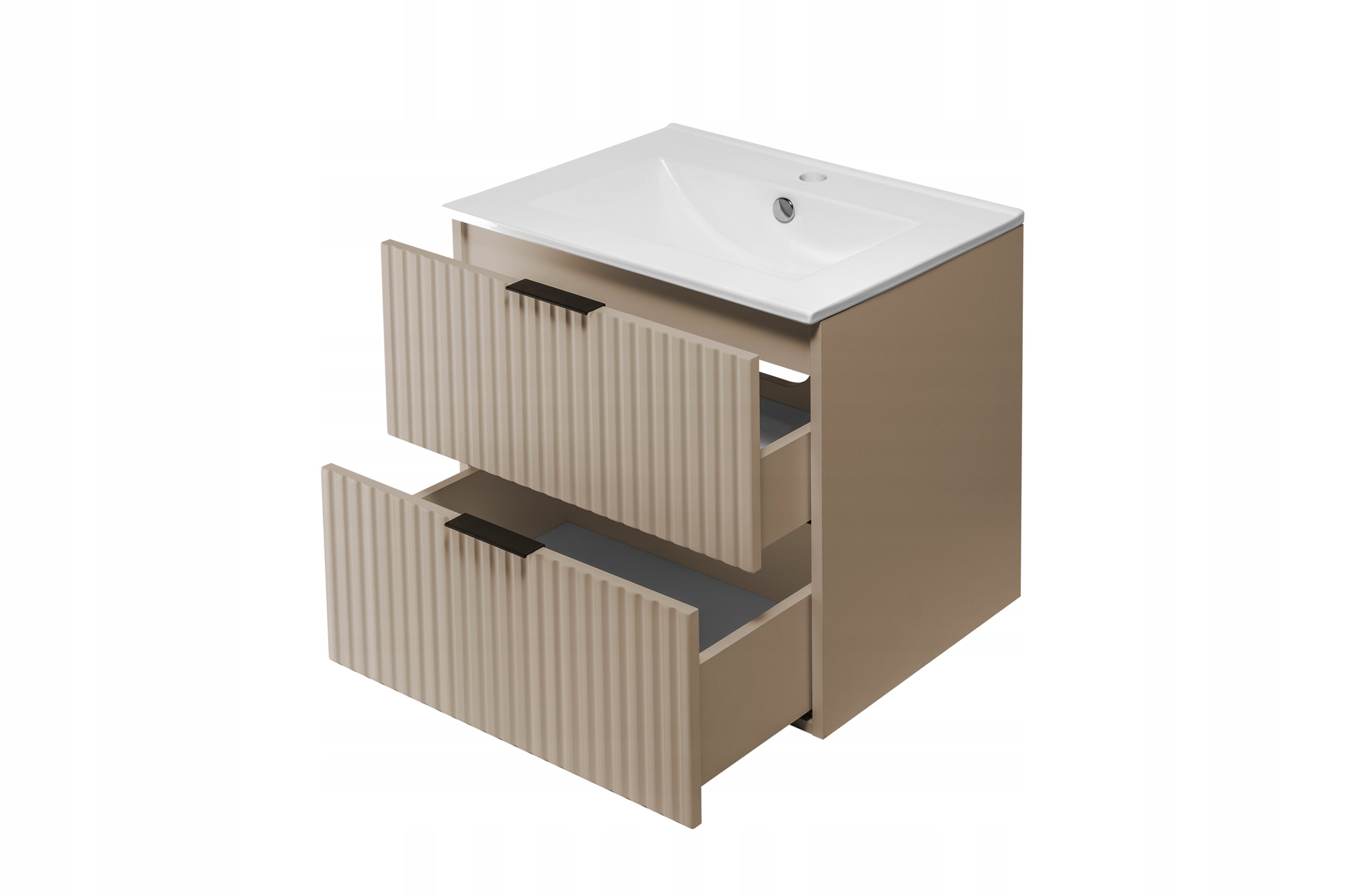 Zestaw Mebli Łazienkowych 60 z Umywalką Kaszmirowy RYFLOWANE fronty MDF Marka inna