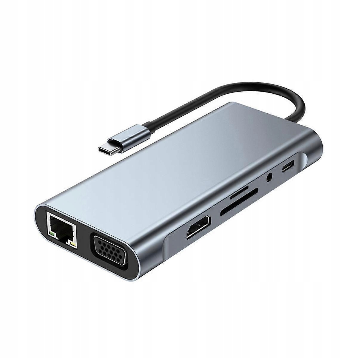Hub Usb-c 10w1 adapter 4K Hdmi Usb 3.0 Lan RJ45 Port Aux Czytnik kart Tf/sd