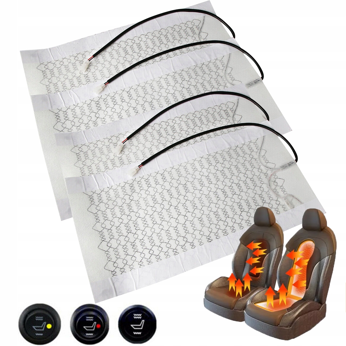 Vyhrievacia podložka do auta pod čalúnenie 12V Vykurovacie rohože Komplet