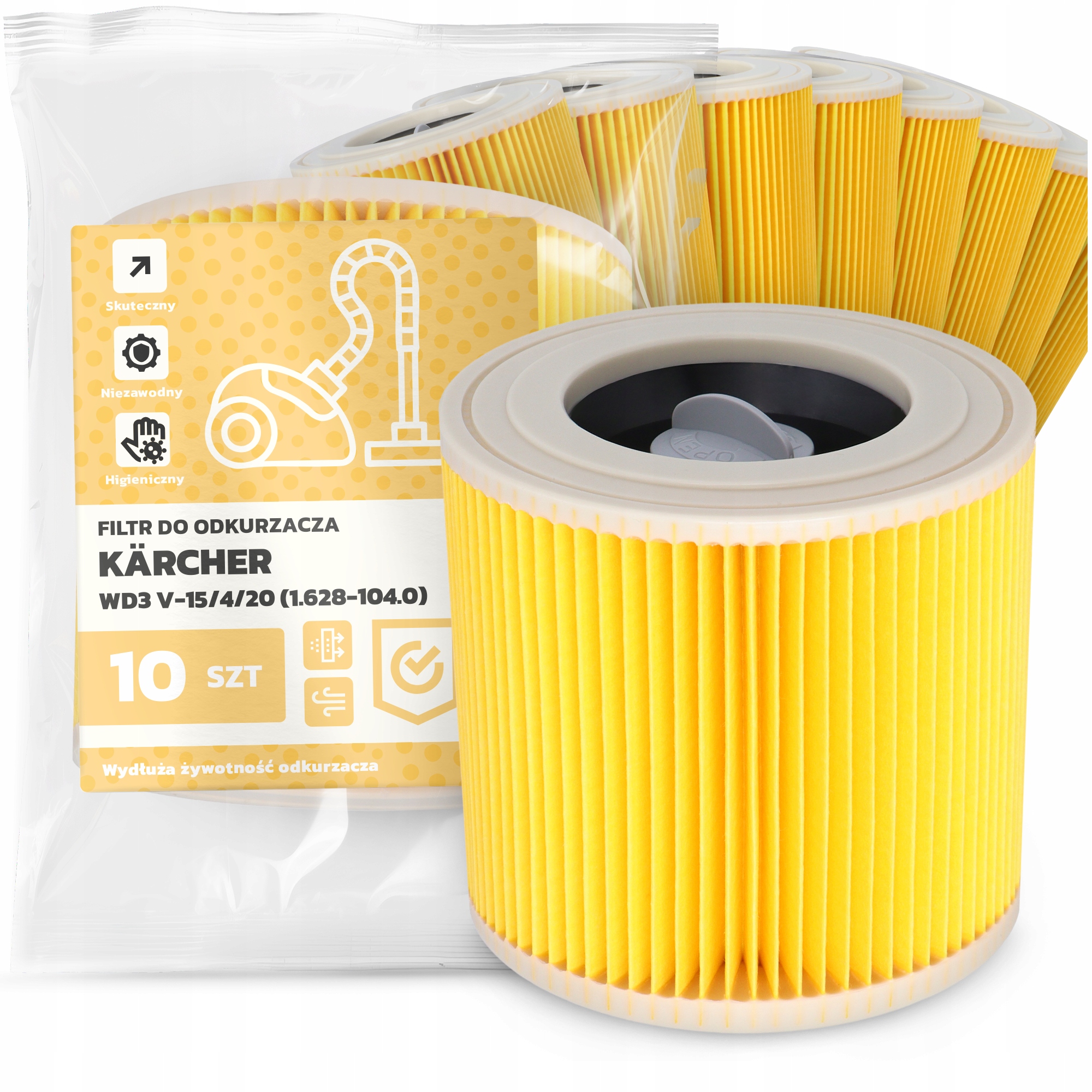 10 x Filtr Pro Vysavač Kärcher WD3 V-15/4/20 (1.628-104.0) Vzduch Em-w