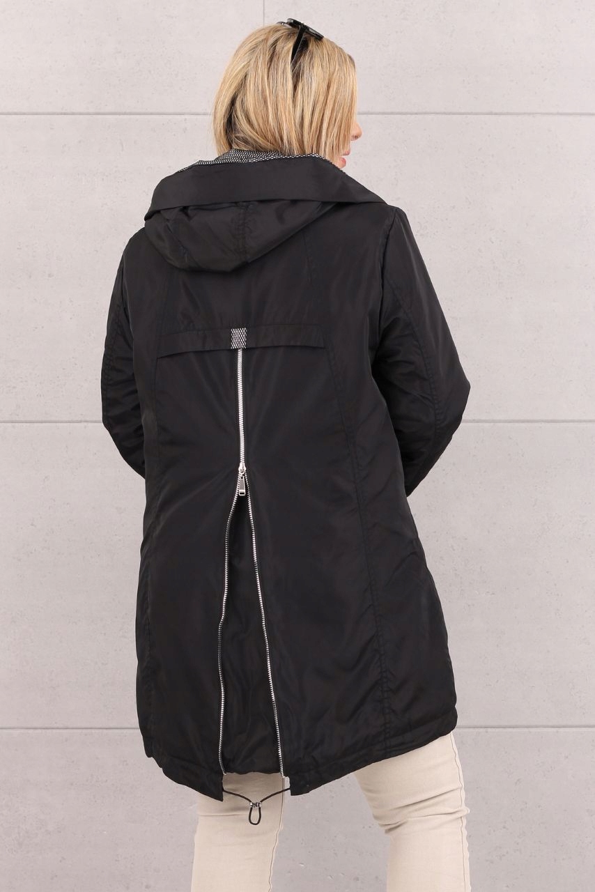 KURTKA DAMSKA PRZEJŚCIOWA Z KAPTUREM MODNA OVERSIZE DUŻE ROZMIARY Kolor dodatkowy srebrny