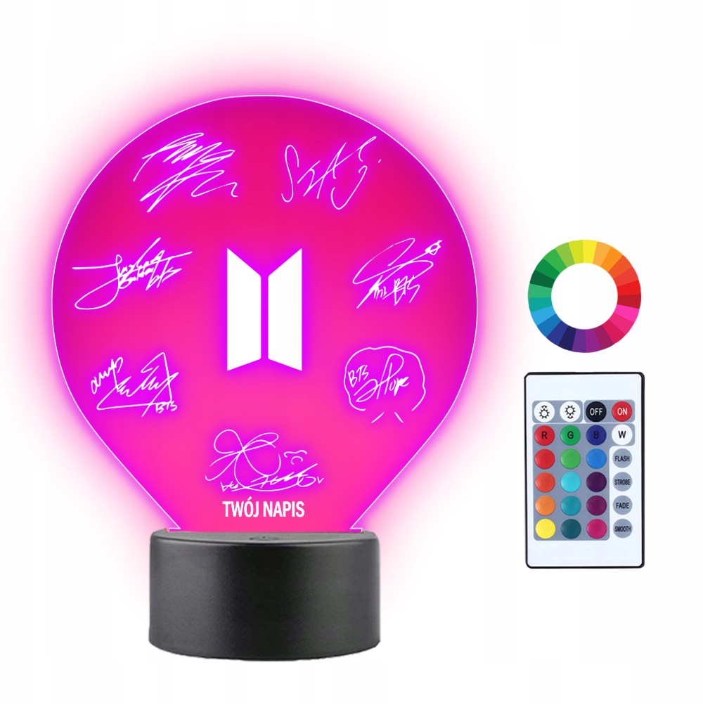 

Lampka Nocna 3D Led Autografy K-pop Bts Zespół
