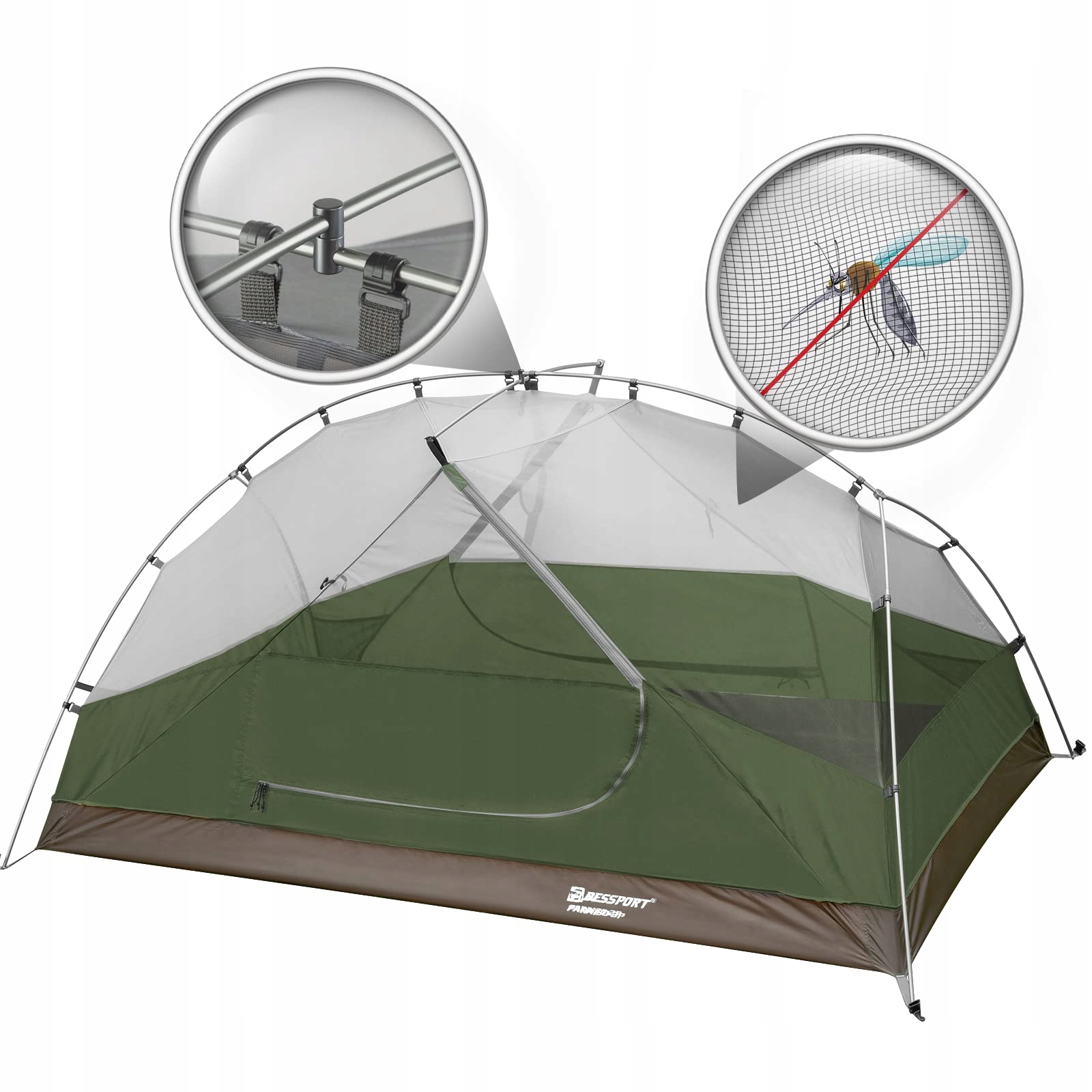BESSPORT Namiot 3 Osobowy Camping Lekki Wodoodporny 4 Sezony Outdoor — miniatura 4