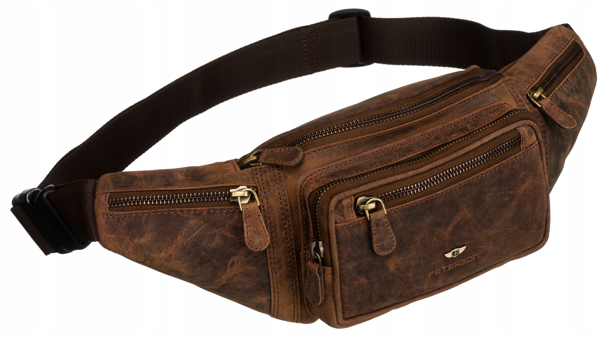 Kožená ledvinka Peterson z pravé kůže, pánská taška přes rameno nebo na boky